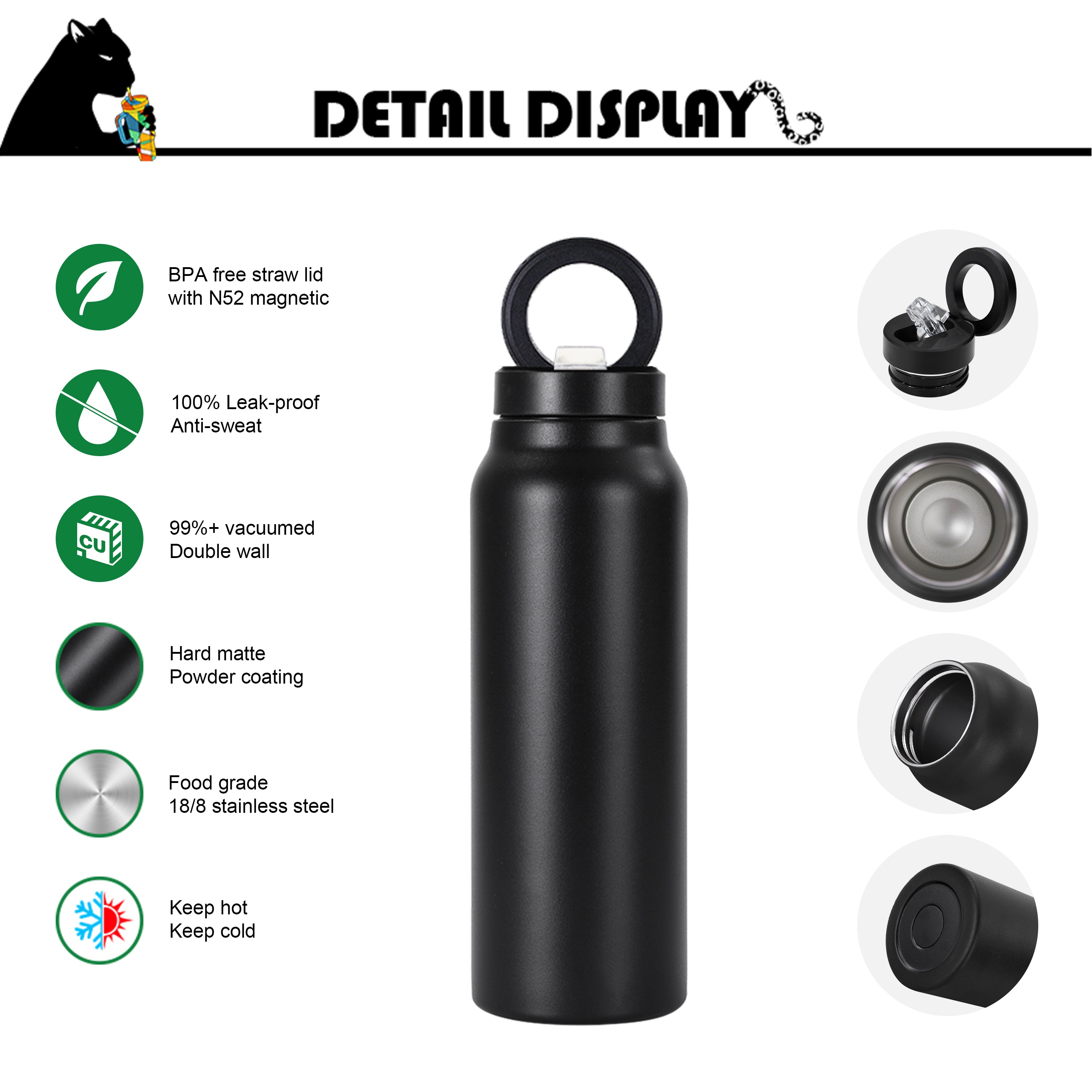 Butelka na wodę MagSafe z magnetycznym uchwytem na telefon – Smart Hydration 710 ml