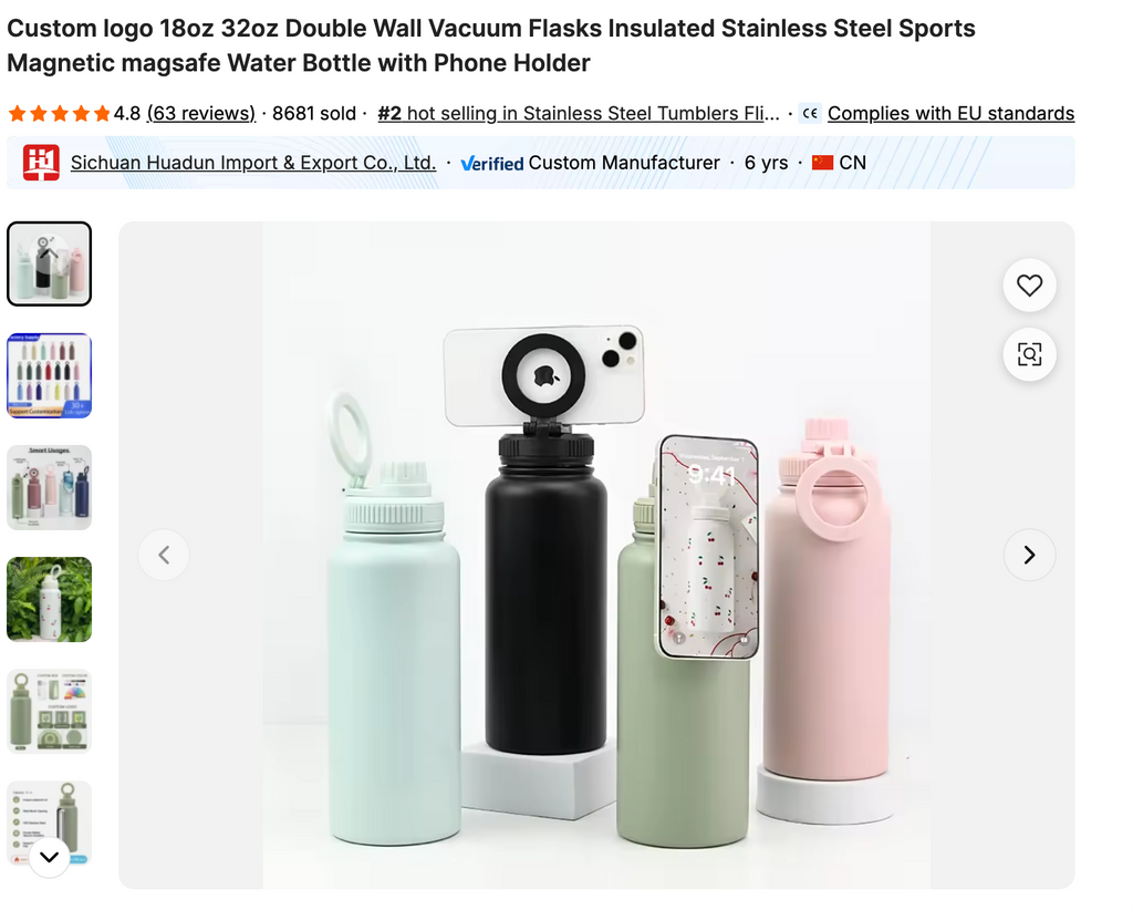 Butelka na wodę MagSafe z magnetycznym uchwytem na telefon – inteligentne nawadnianie